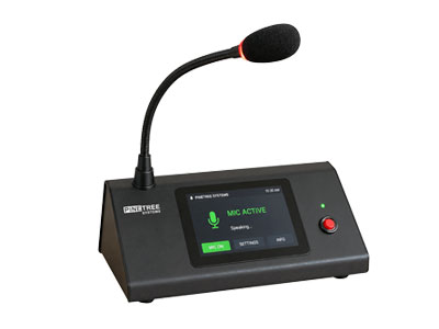 FOMON Network Audio Console Station with Gooseneck Microphone and Touchscreen LCD